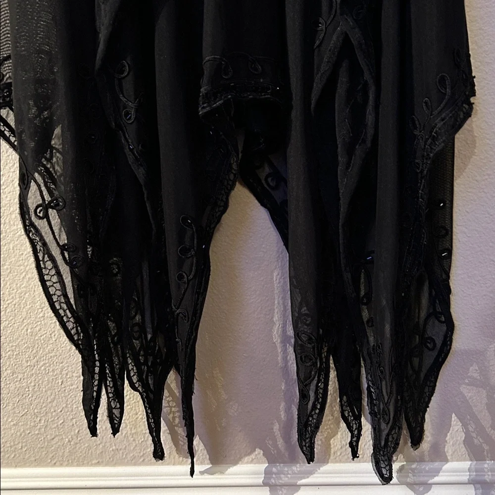 Elegant Black Sheer Dress with Lace Detail - Picture 9 of 16